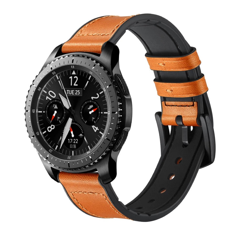Solid Color Leather Silicone Lined Band For Samsung Watch Multiple Colors Available