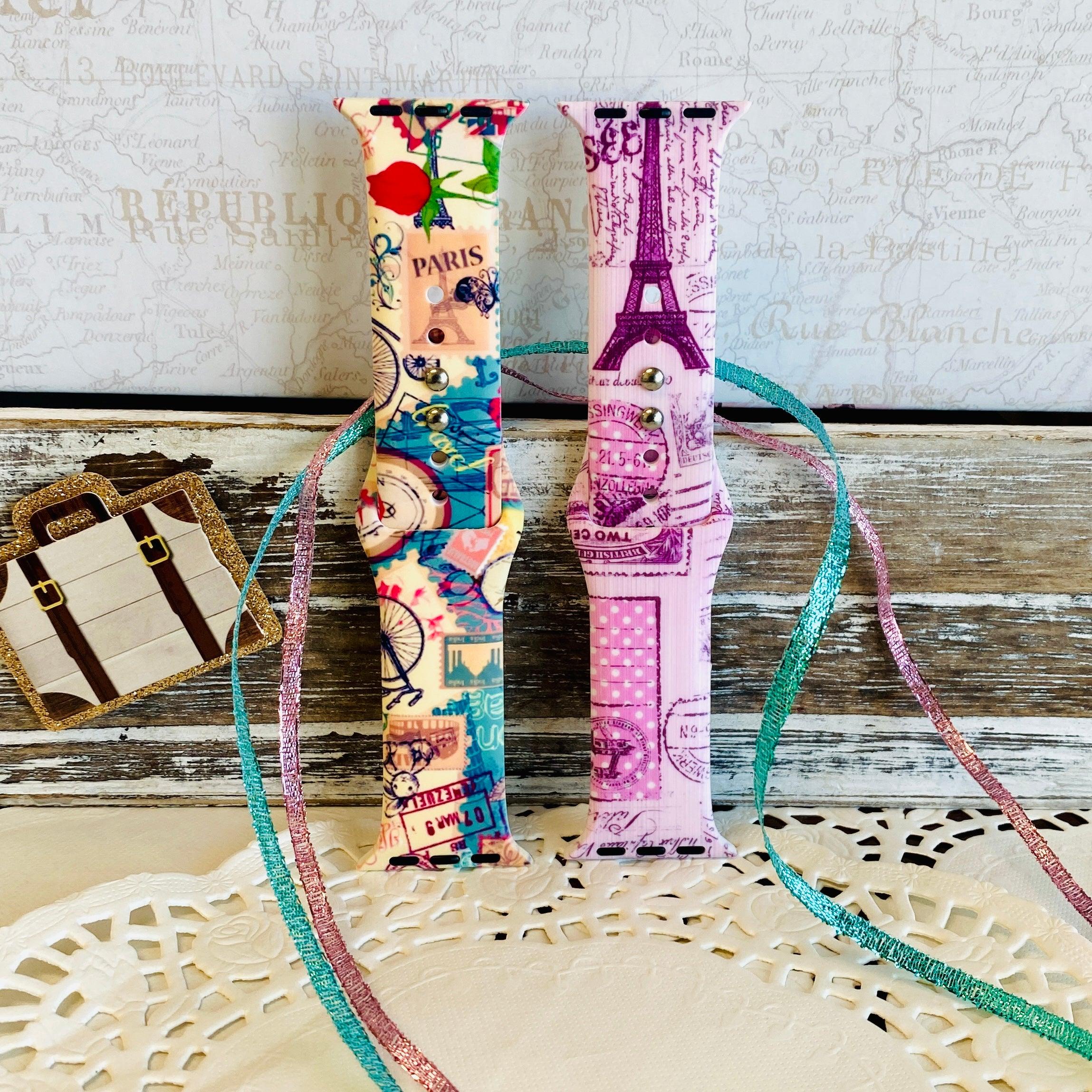 Bon Voyage Print Silicone Band For Apple Watch Two Colors Available - Fancy Bands