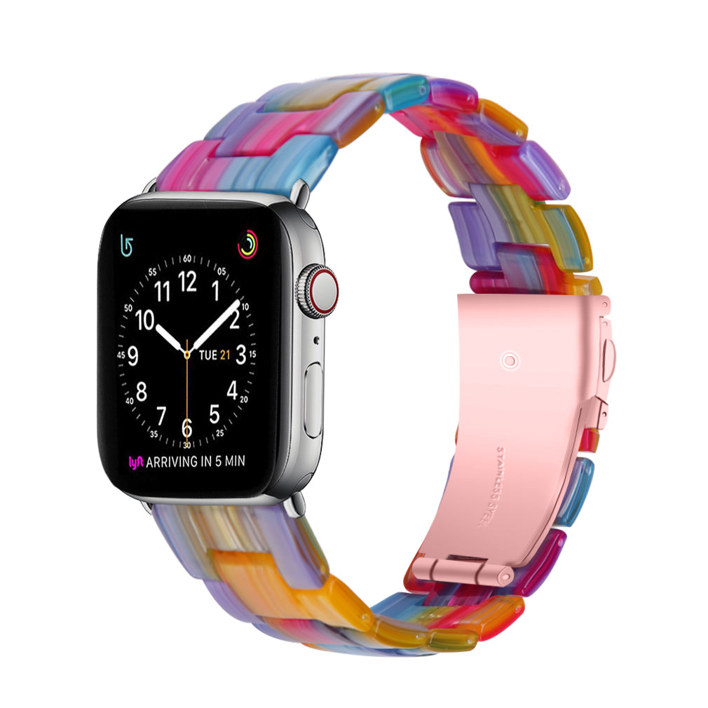 Luxurious Resin Link Band For Apple Watch Multiple Colors Available — Lighter than stainless steel metal band.Unique light and slim design makes the watch strap thinner more flexible.You will get t...