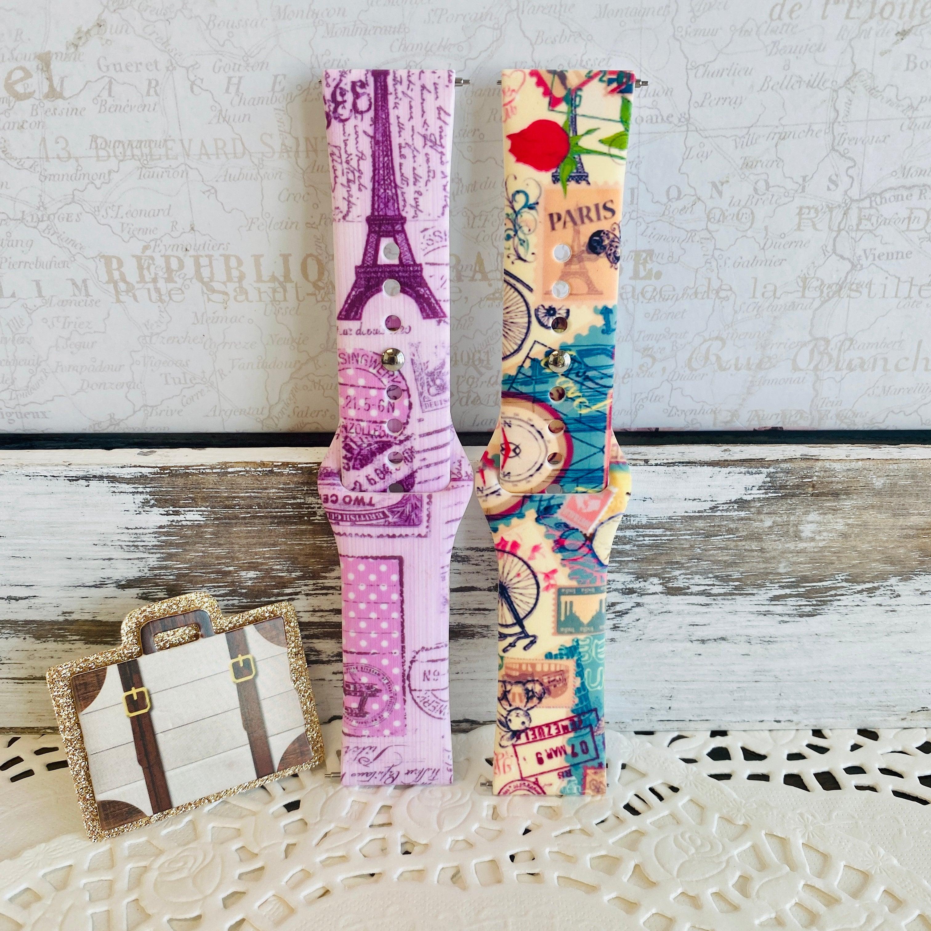 Bon Voyage Print Silicone Band For Samsung Watch Multiple Colors Available - Fancy Bands