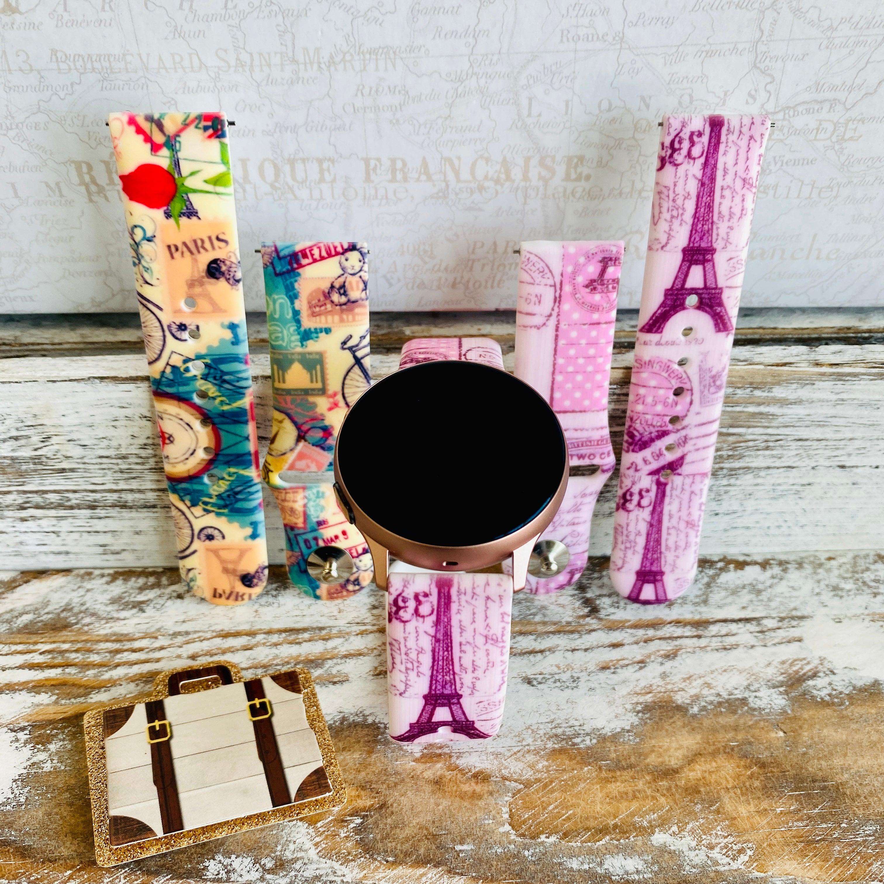 Bon Voyage Print Silicone Band For Samsung Watch Multiple Colors Available - Fancy Bands