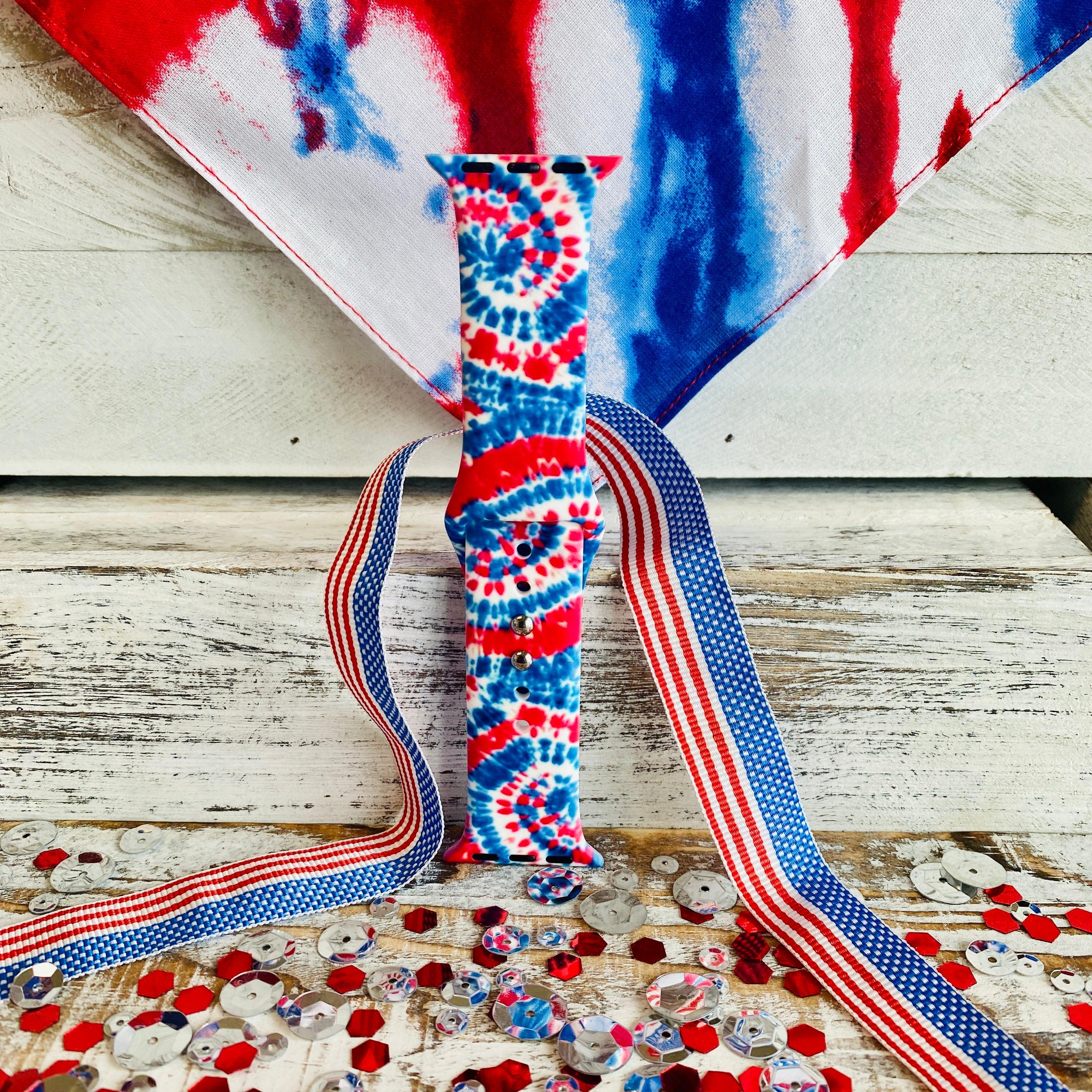 American Tie Dye Print Silicone Band For Apple Watch - Fancy Bands