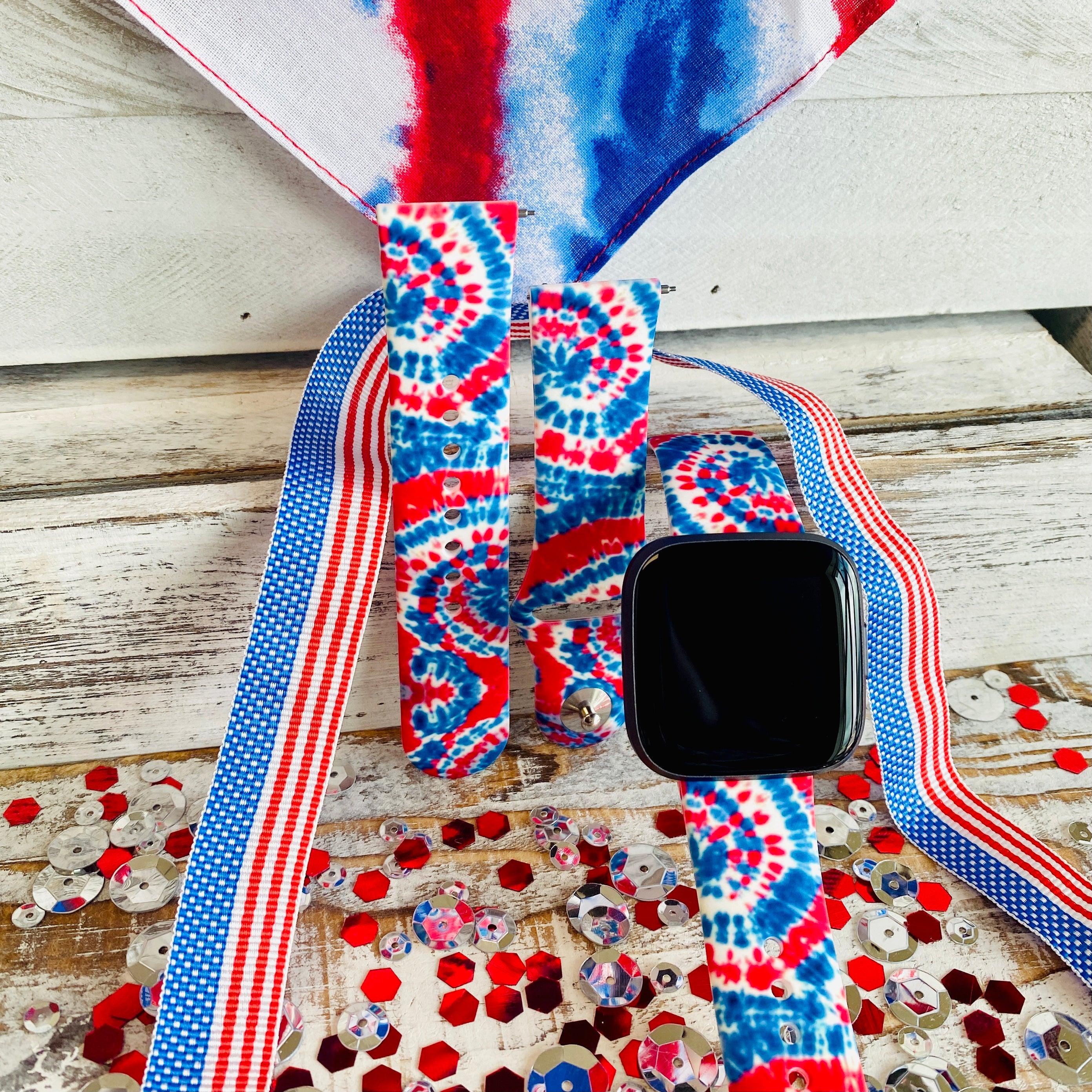 American Tie Dye Print Silicone Band For Fitbit Versa 1/2 - Fancy Bands