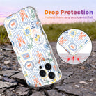 Trendy blue and white wavy iPhone case featuring a nautical collage of orange lobsters, crabs, lemons, and palm trees with a high-gloss finish.