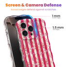 Trendy wavy iPhone case featuring a distressed pink and cream candy stripe pattern with a textured grunge static overlay and high-gloss finish.