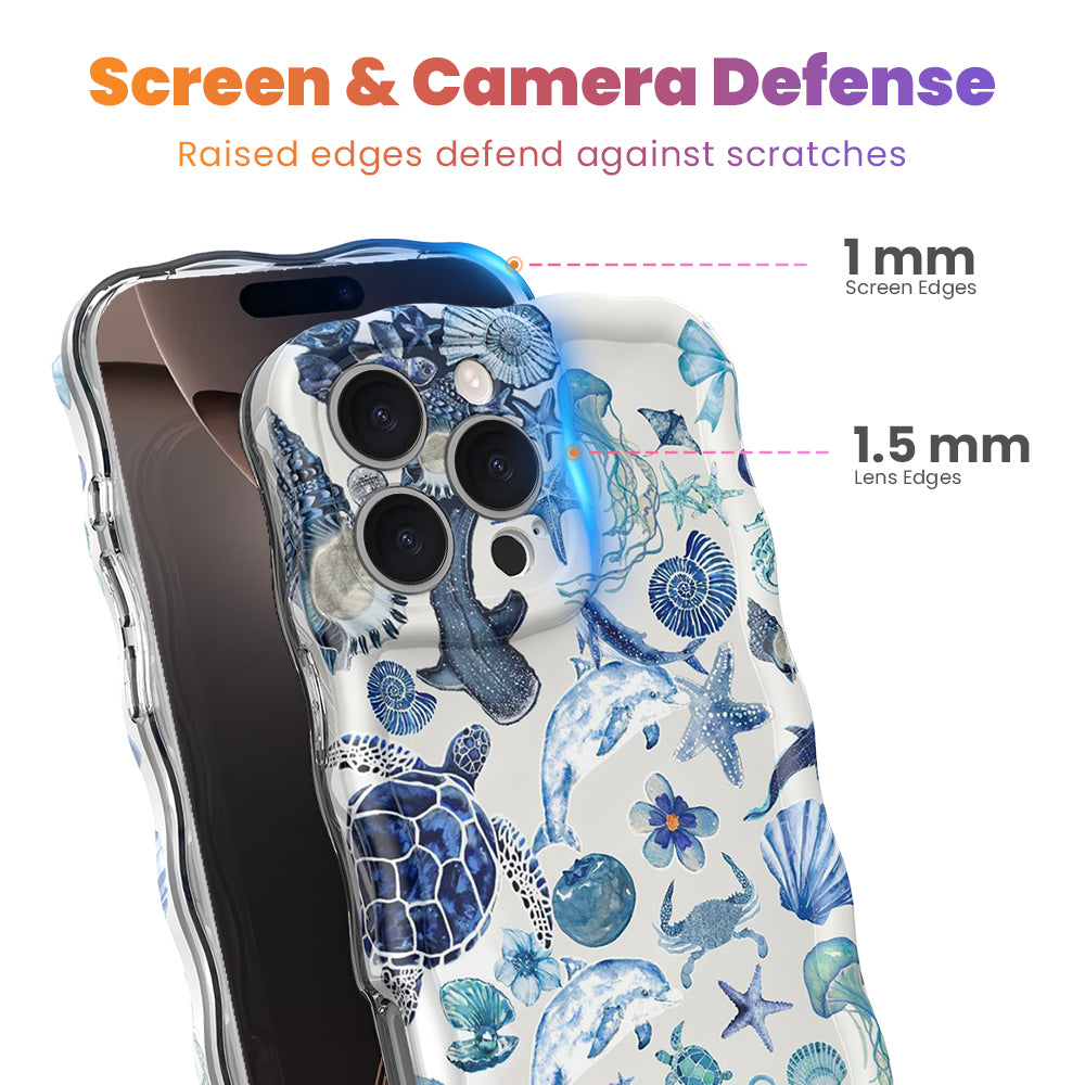 Blue Lagoon Wavy Case | Sea Turtle & Whale MagSafe iPhone – Fancy