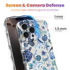 Blue Lagoon nautical watercolor MagSafe phone grip ring with sea turtles, whales, and jellyfish in shades of blue on a white background compatible with iPhone and Samsung