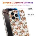 Deck Yourself in Bows & Holly iPhone case with 1 mm raised screen edges and 1.5 mm raised camera lens edges, cranberry ribbon bows and holly berries