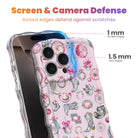 Trendy wavy pink iPhone case featuring an all-over western pattern of disco balls, cowboy boots, bows, and cow skulls with a high-gloss finish.