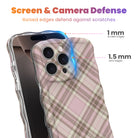 Pink Cashmere Plaid Wavy Luxe MagSafe iPhone case with a soft pink, cream and taupe tartan plaid print from Fancy Bands