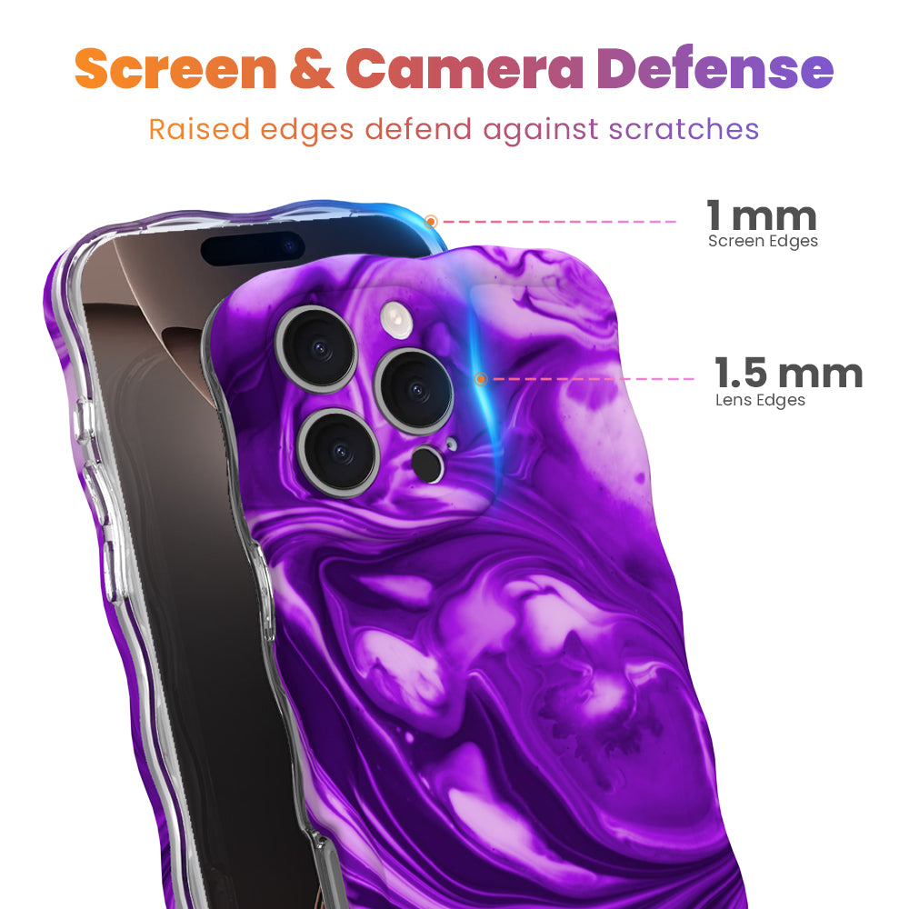 Grape Crush Wavy Luxe MagSafe iPhone case with a glossy purple liquid marble swirl design from Fancy Bands