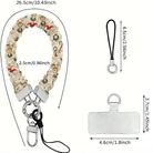 Vintage Christmas scrunchie phone wrist strap dimensions: 26.5 cm strap, 2.5 cm wide, 6.5 cm loop, 4.6 x 3.7 cm phone tab