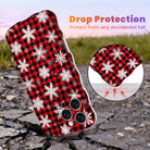 Buffalo Plaid Snowflake Wavy Luxe MagSafe iPhone case, red and black buffalo check with white snowflakes, with shock-absorbing corners for drop protection