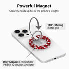 Buffalo Plaid Snowflake MagSafe grip ring with 180 degree rotating silver ring, holds up to 3x the phone's weight, for MagSafe iPhone 12 and later