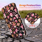 Merry Mugs & Ginger Hugs Wavy Luxe MagSafe iPhone case, black gingerbread print with pink cocoa mugs and candy canes, with shock-absorbing corners for drop protection