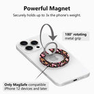 Merry Mugs & Ginger Hugs MagSafe grip ring with 180 degree rotating silver ring, holds up to 3x the phone's weight, for MagSafe iPhone 12 and later
