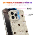 Back detail of Sweater Weather Sweetheart Wavy Luxe MagSafe iPhone case showing the camera cutout and full cream, taupe, and brown print layout.