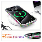 Merry & Bright, Totally! MagSafe iPhone case on a wireless charging pad, showing wireless charging works through the case
