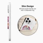 Floral Daydream ethereal purple and pink watercolor petal pattern MagSafe phone grip ring compatible with iPhone and Samsung
