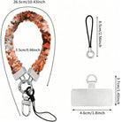 Fall Blooms scrunchie phone wrist strap size guide - 26.5cm loop, 2.5cm strap width, 6.5cm drop cord and 4.6cm phone attachment tab