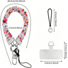 Size diagram for the Berry Cute Blooms Scrunchie Phone Wrist Strap, showing the 26.5 cm loop, 2.5 cm width and 4.6 cm phone attachment tab.