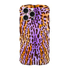 Purr-ple Haze MagSafe iPhone case with purple and orange leopard print by Fancy Bands
