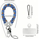 Dimensions graphic for The Bewitching Hour Scrunchie Phone Wrist Strap, showing the size of the blue witch hat and owl print wristlet.