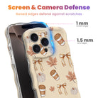 Falling in Love a Latte Wavy Luxe MagSafe iPhone case with a cream coquette print of coffee cups, maple leaves, pumpkins and bows from Fancy Bands