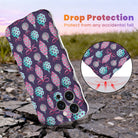 Just One More Ornament Wavy Luxe MagSafe iPhone case, pink and aqua ornaments on plum, with shock-absorbing corners for drop protection