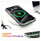 Black wavy iPhone case featuring a vibrant pattern of green shamrocks and clovers.