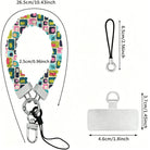 Size diagram for the Mod Mood Scrunchie Phone Wrist Strap, showing the 26.5 cm loop, 2.5 cm width and 4.6 cm phone attachment tab.