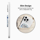 Blue Lagoon nautical watercolor MagSafe phone grip ring with sea turtles, whales, and jellyfish in shades of blue on a white background compatible with iPhone and Samsung