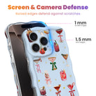 Holiday Spirits, Please? iPhone case with 1 mm raised screen edges and 1.5 mm raised camera lens edges, Christmas cocktail print