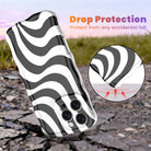 Wavy iPhone case featuring a bold black and white swirly striped pattern with a high-gloss finish.