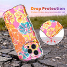 Trendy wavy iPhone case featuring a vibrant pink, orange, and teal hibiscus flower pattern with a high-gloss finish.