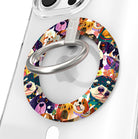 Zero Woofs Given Hold It Fancy MagSafe grip ring with a colorful illustrated dog print design from Fancy Bands
