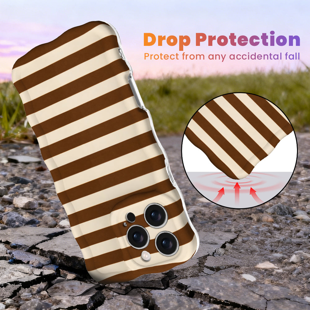 Sweet Espresso Stripes Wavy Luxe MagSafe iPhone case with a brown and cream striped print from Fancy Bands