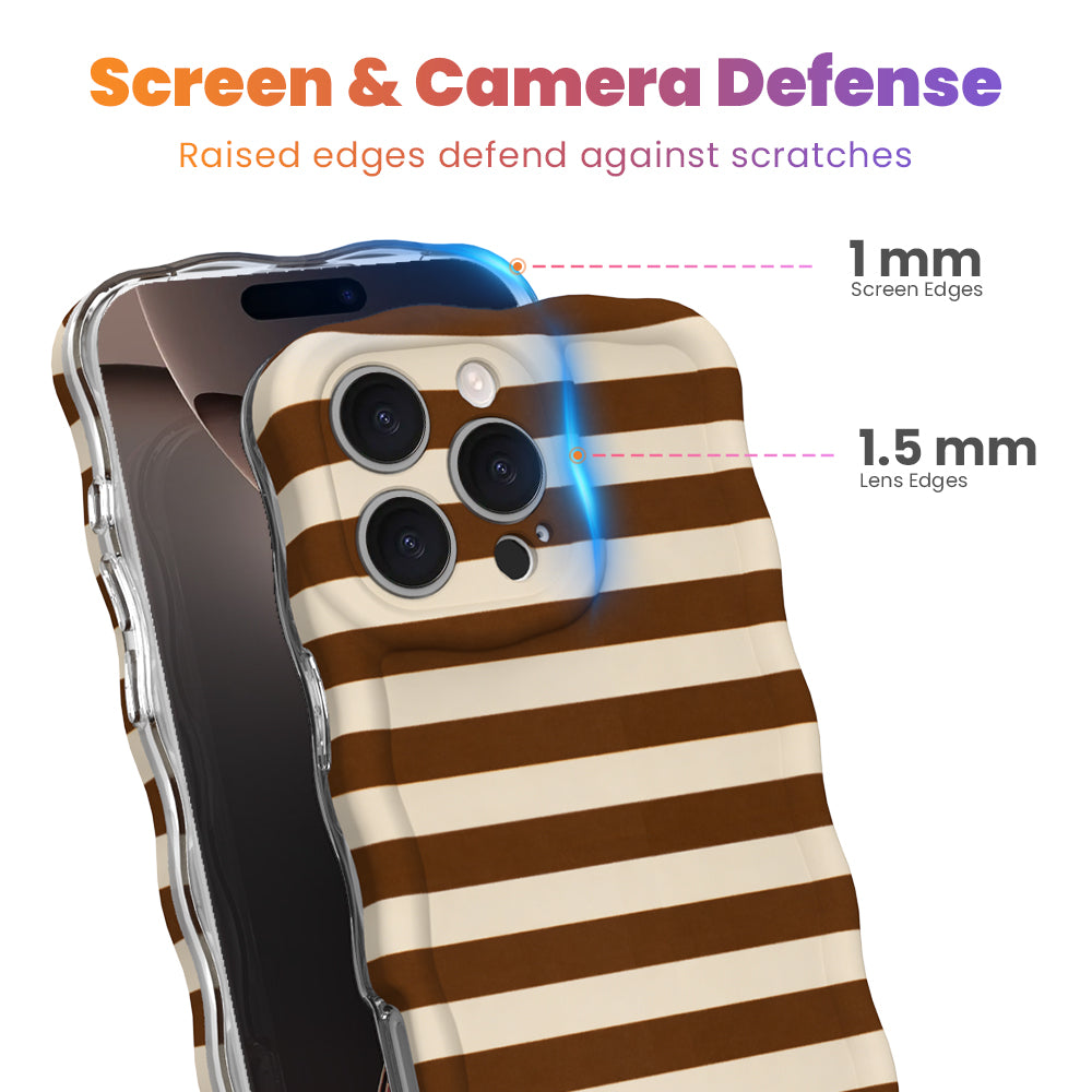 Sweet Espresso Stripes Wavy Luxe MagSafe iPhone case with a brown and cream striped print from Fancy Bands