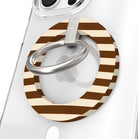 Sweet Espresso Stripes Hold It Fancy MagSafe grip ring with a brown and cream striped print from Fancy Bands