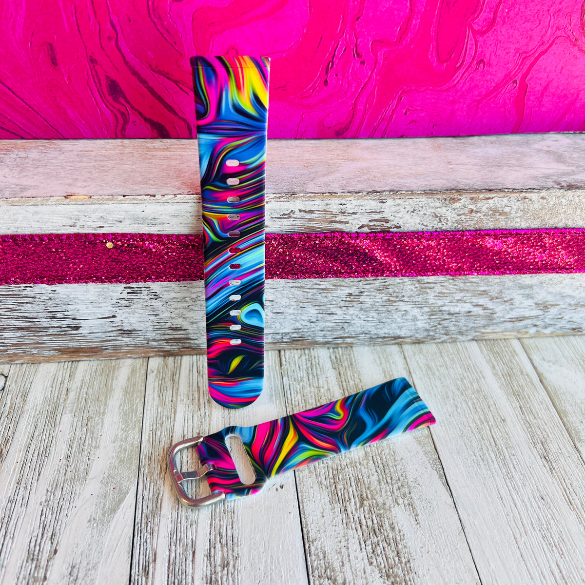 Neon Versa Neon Taffy Print Silicone Band For Fitbit Versa 3/4/Sense – Fancy Bands