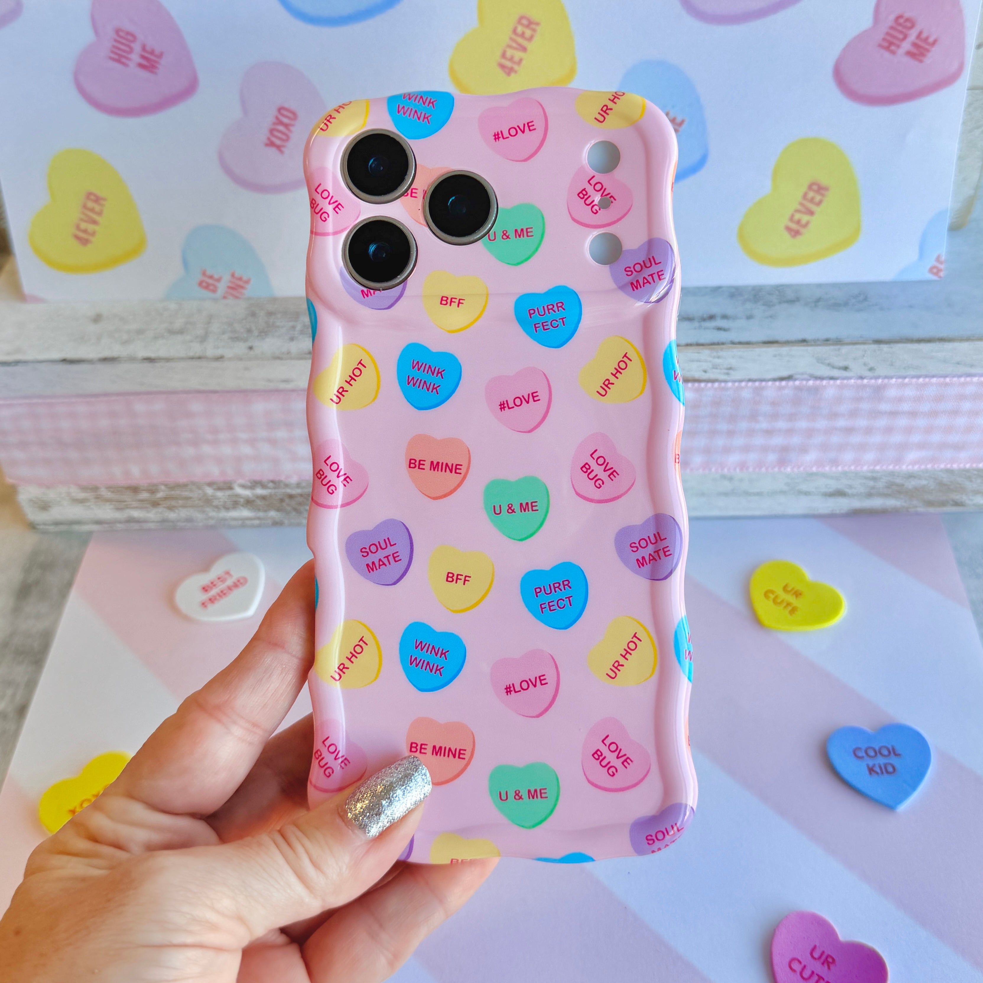 Conversation Hearts Wavy Luxe MagSafe Case | Pastel Candy iPhone