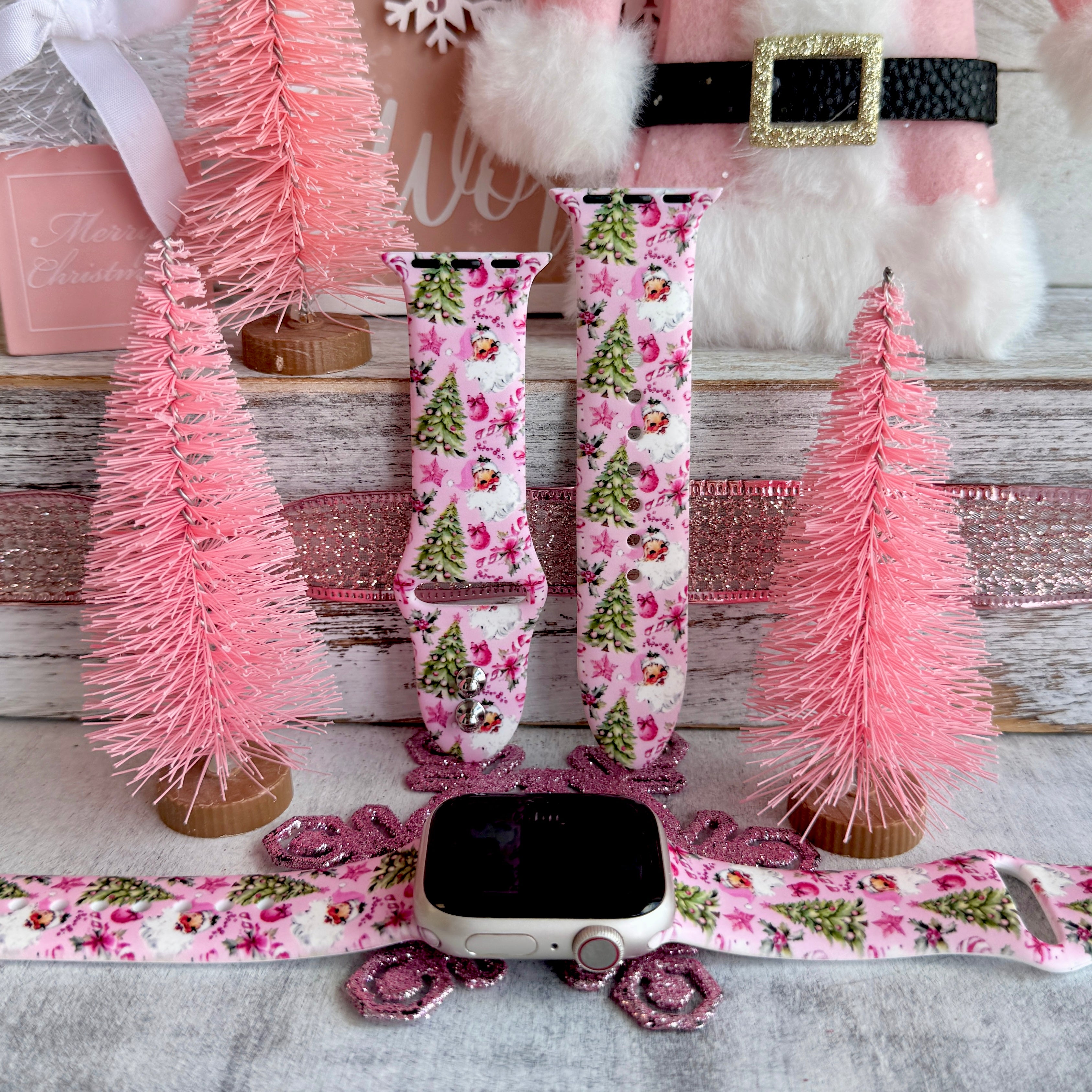 Jolly Pink Santa Apple Watch band