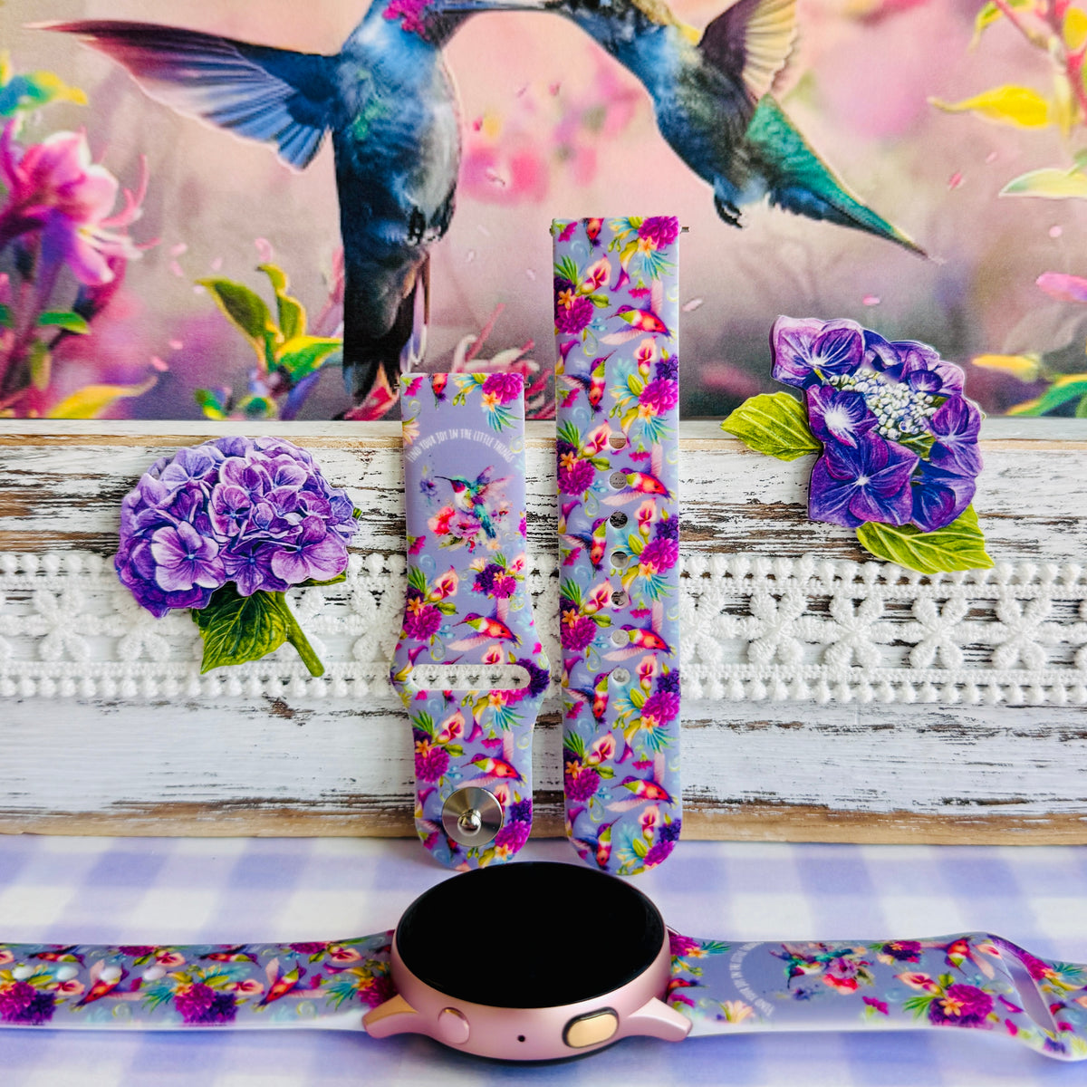 Hummingbird Bliss Samsung Galaxy Watch Band — Silicone Strap – Fancy Bands