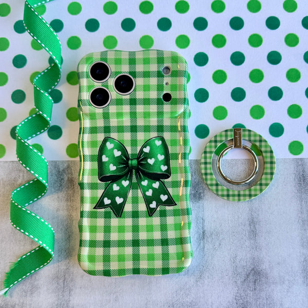 Green Gingham Darling Hold It Fancy MagSafe Grip Ring