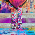 Bold graffiti heart silicone Samsung Watch band in pink, magenta, blue & teal. Street-art-inspired love print. Fits all Apple Watch models 38–49mm.