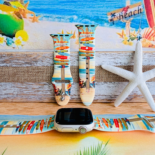 Seaside State of Mind Apple Watch Band — Beach Surfboard  display picture 3