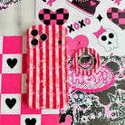 Rebel Wings graffiti butterfly MagSafe phone grip ring with electric blue butterflies, pink and orange paint splatters, and grunge street art design compatible with iPhone and Samsung