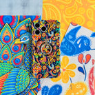 Paisley Birdsong bohemian MagSafe phone grip ring with intricate jewel-toned paisley, flowers, and birds on a deep navy background compatible with iPhone and Samsung