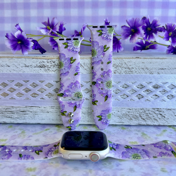 Purple Wildflower Print Silicone Band