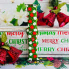 Poinsettia Pines botanical Apple Watch strap with elegant holiday flower and evergreen pattern
